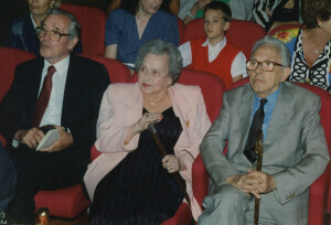 1993_06_21 Inaugurazione del restaurato Auditorium - da sx Roman Vlad; Flora Carloni; Goffredo Petrassi inv 6460 vol 15.tif