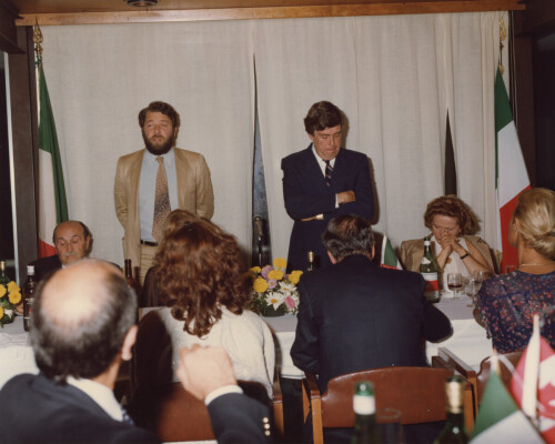1982_09 Musicarchitettura '82 - Cena di gala di chiusura del festival presso il ristorante 'Il Tetto' - in foto il Ministro della Cultura canadese Fleming