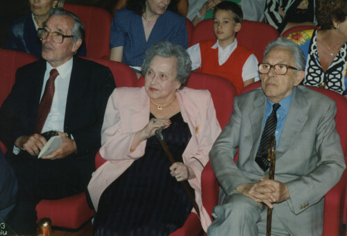 1993_06_21 Inaugurazione del restaurato Auditorium - da sx Roman Vlad; Flora Carloni; Goffredo Petrassi